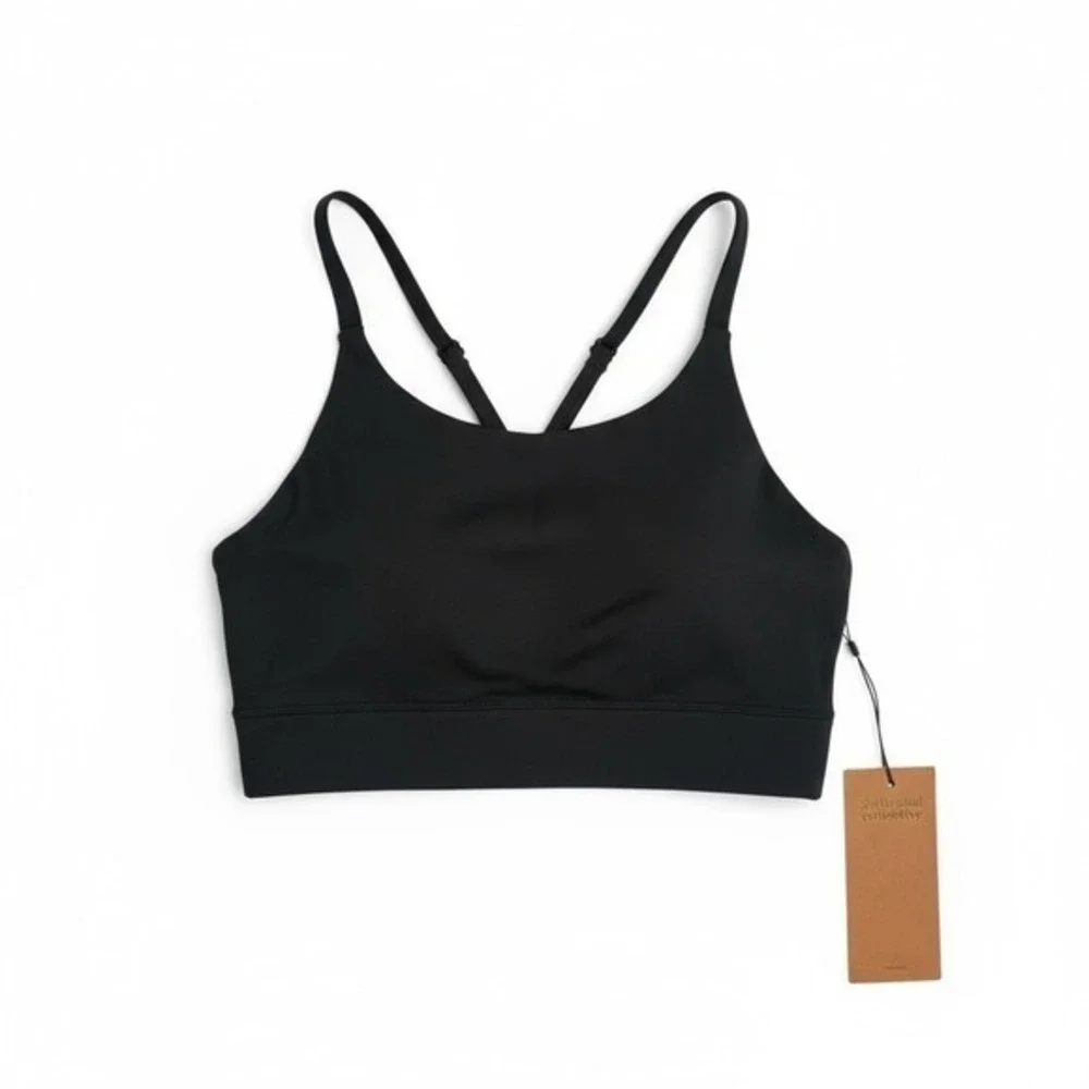 Girlfriend‎ Collective Topanga Sports Bra in Black Large NEW